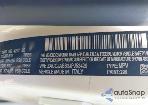 2018 Jeep Renegade Latitude Fwd from USA, damaged, VIN ZACCJABB3JPJ53429